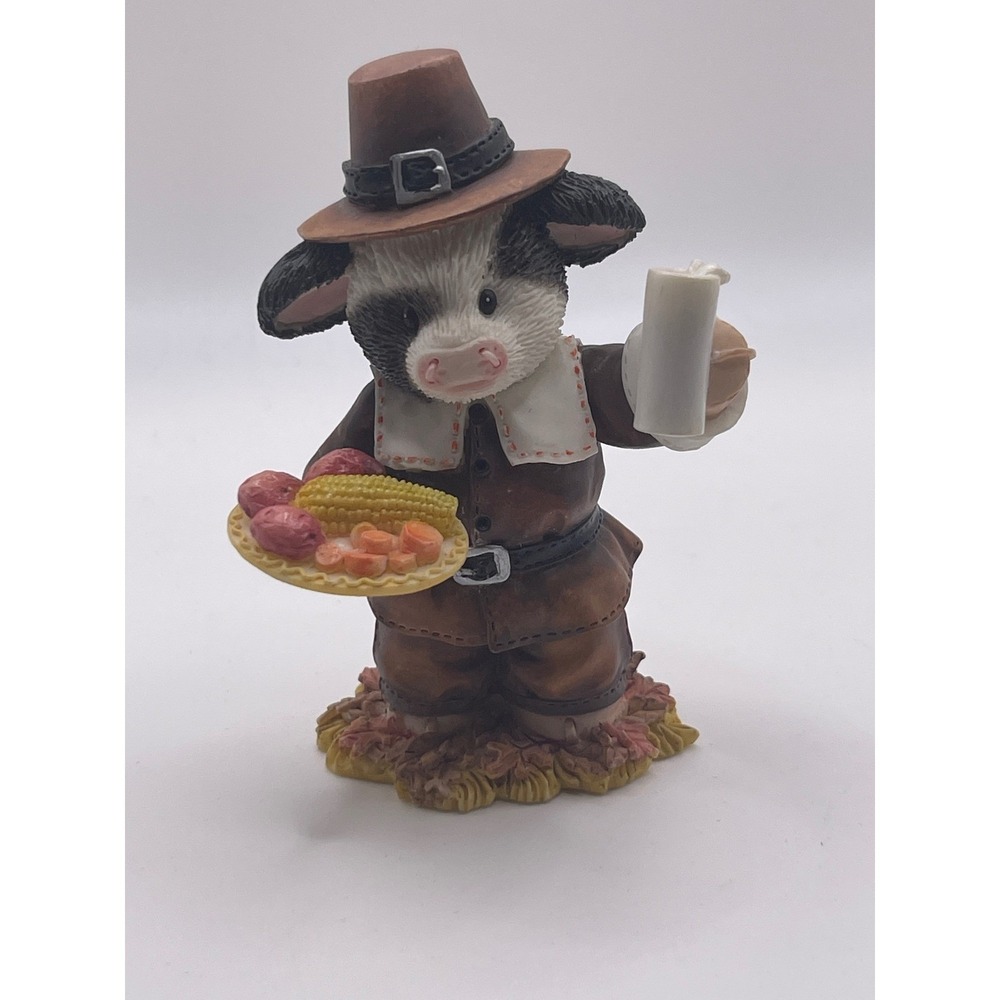 Mary's Moo Moos Eat Drink And Be Moo-ey Pilgrim Cow Figurine Enesco 1998 372579